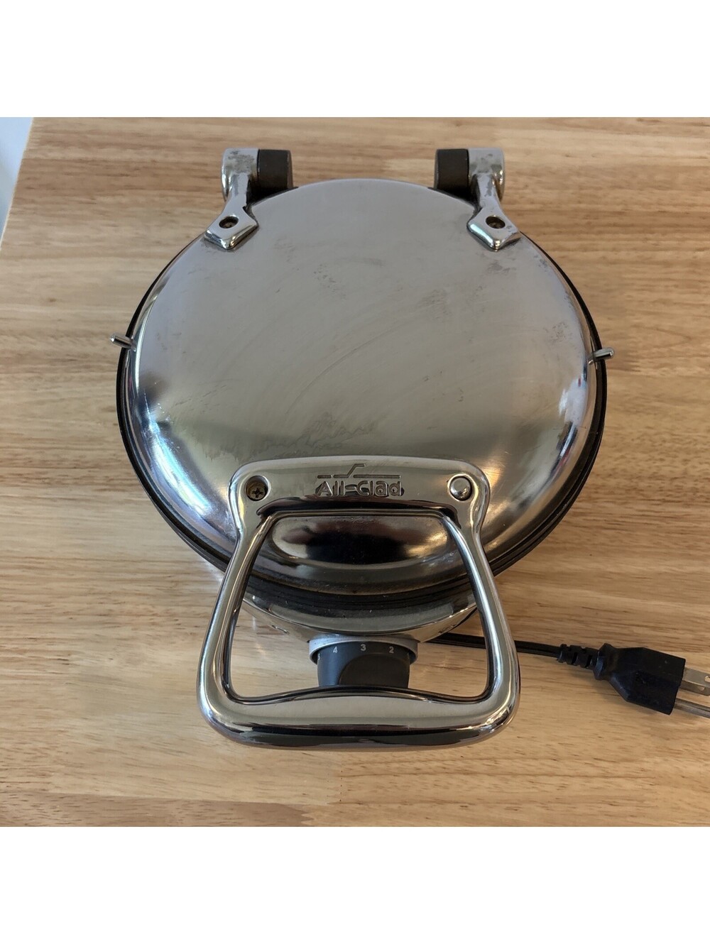 All Clad Waffler Waffle Maker 6071 Stainless Steel Round Iron Tested Working